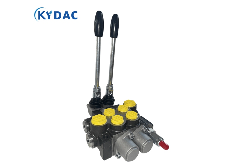 A 2-spool valve distributes pressurized hydraulic fluid