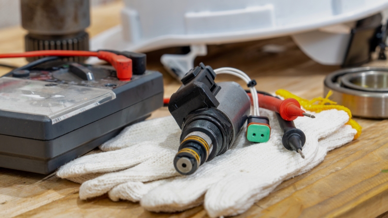 Test hydraulic solenoid valves through electrical and mechanical diagnostics